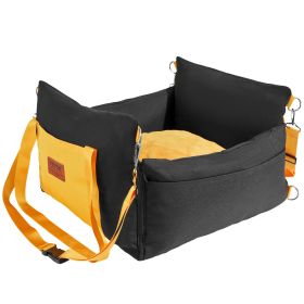Dog Car Seat, Waterproof Dog Booster Seat for Car with Side Handles and A Storage Pocket, Clip-On Safety Leash and PP Cotton Filling (Placement & Appearance: Front and Rear Row & Cube, Max Load Capacity: Under 25 lbs)