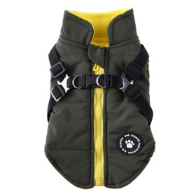 Chest Strap Jacket Cotton-padded Coat (Option: DZ228 Green-S)