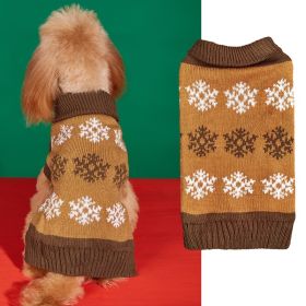 Snowflake Brown Gray Autumn And Winter New Dog Christmas Sweater (Option: Dark Brown-S)