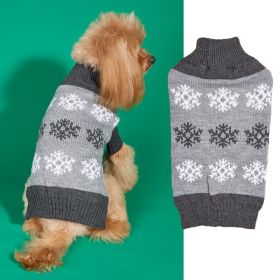 Snowflake Brown Gray Autumn And Winter New Dog Christmas Sweater (Option: Gray-S)